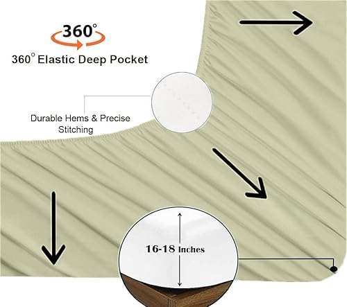Miniatura 7 de Juego de sábanas de tamaño matrimonial, sábanas suaves y transpirables, sábanas de lujo para hotel, algodón egipcio, juego de 4 piezas de fácil