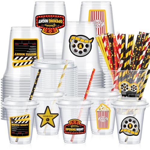 FoldTier 60 Set Movie Night Party Plastic Cups Bulk 14