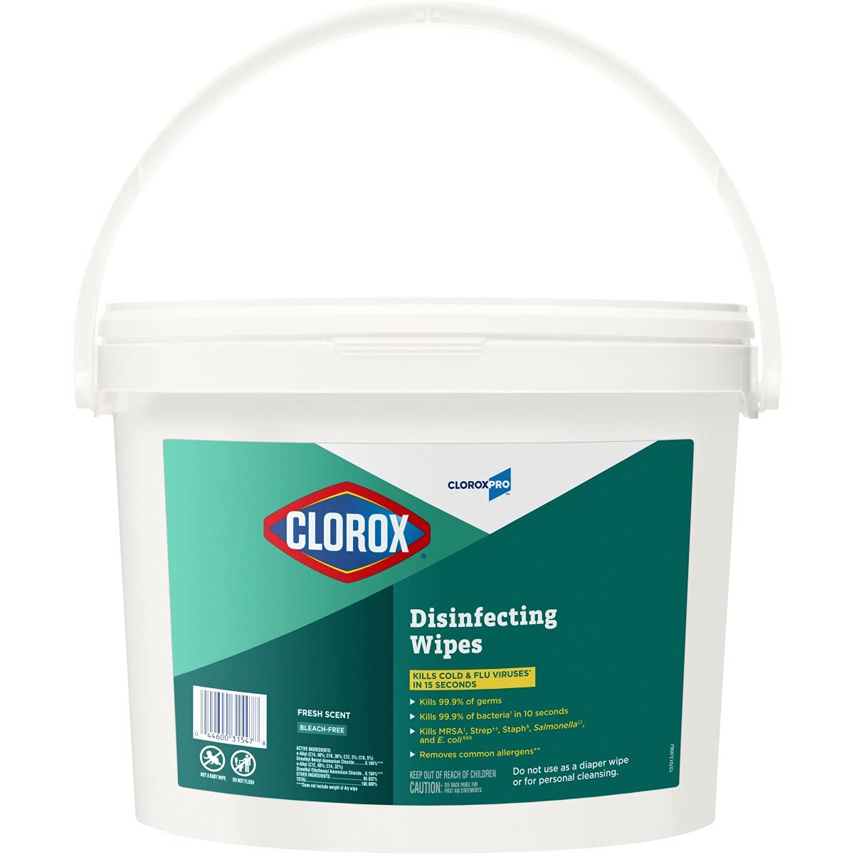 Clorox 31547 Disinfecting Wipes, 7" x 7", Fresh Scent, 700/Bucket