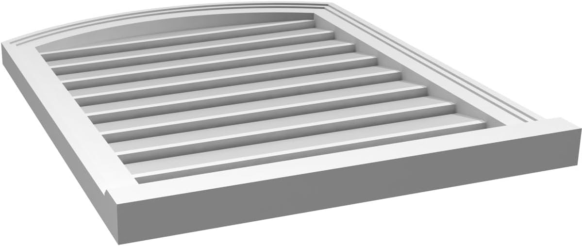Ekena Millwork GVPAR24X3003SF Arch Top Surface Mount PVC Gable Vent, Factory Primed White
