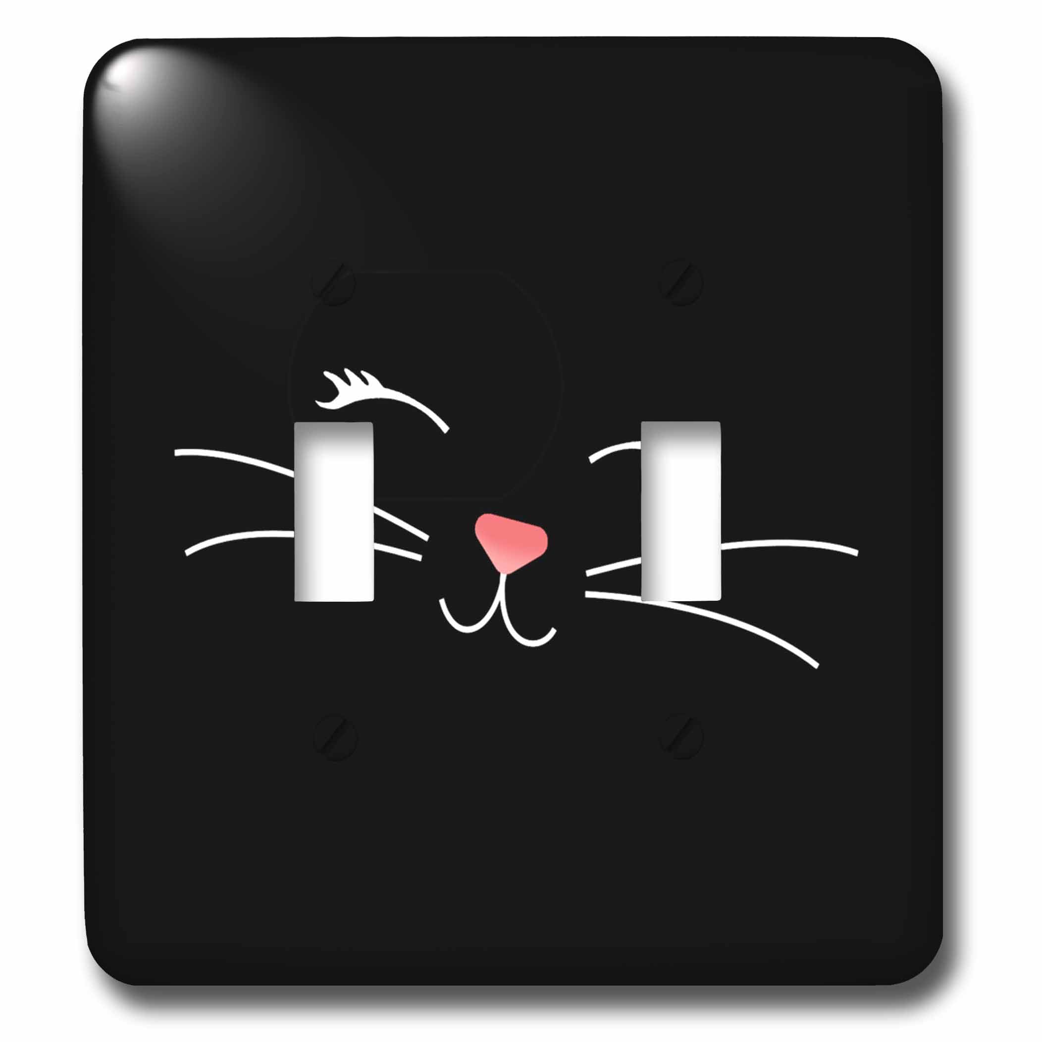 Double interrupteur à bascule 3dRose chat noir mignon aux grandes moustaches