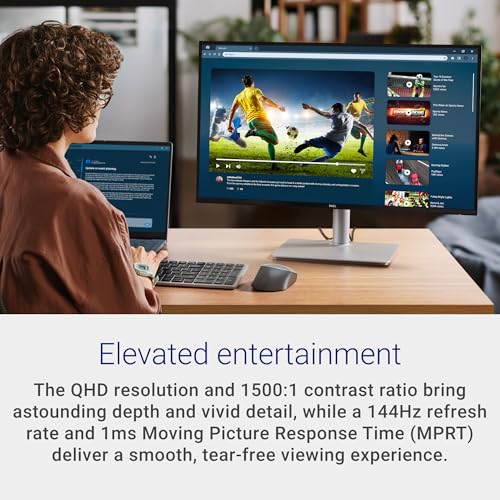 Dell 27 Plus QHD Monitor - S2725DSM - 27-inch QHD (2560x1440) 144Hz 1ms Display, 2 x 3W Speakers, HDMI/DisplayPort 1.4 Connectivity, Height/Tilt/Pivot/Swivel Adjustability, AMD FreeSync - Ash White - Image 3