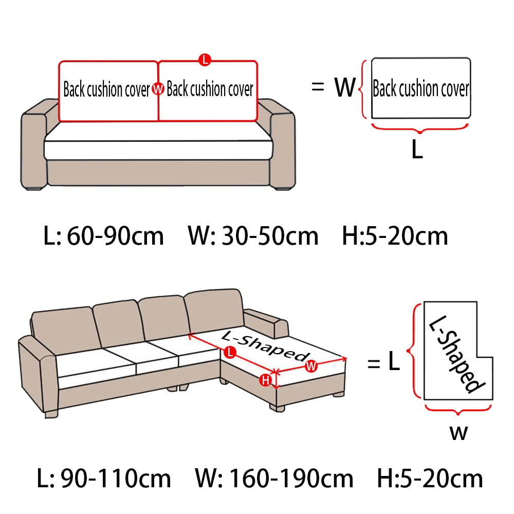 Funda de cojín de Asiento de sofá de Terciopelo Supersuave para Sala de Estar Protector elástico elástico en Forma de L Funda de sofá para sillón de Esquina-Beige, Talla Grande (L)-1pc