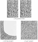 Beatrice Home Fashions Printed Microfiber Sheet Set, Soft Comfortable Easy Care, Includes 1 Fitted Sheet with 12" Deep Pockets, 1 Flat Sheet, Pillowcase, Queen, Zebra
