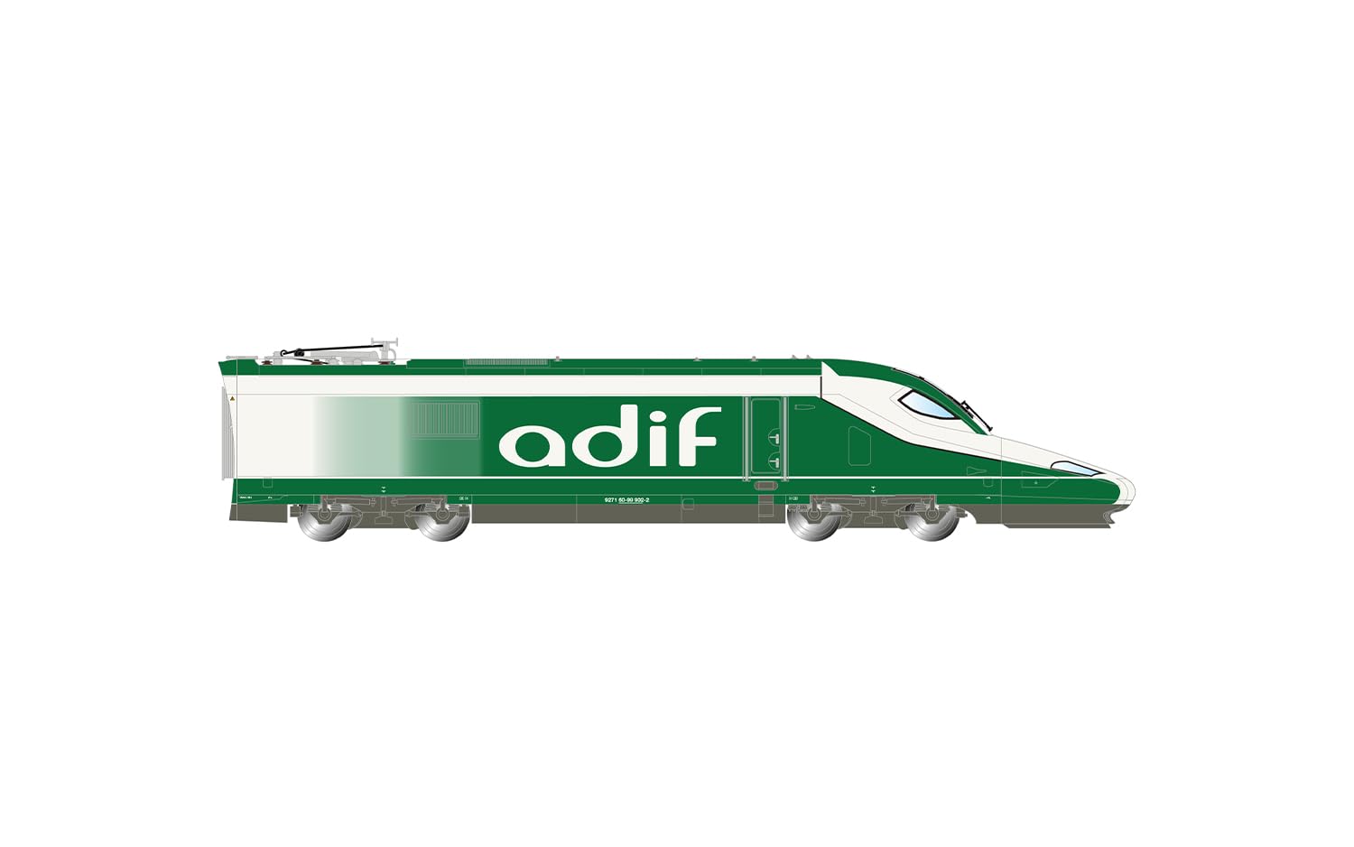 Electrotren HE2030 ADIF, pociąg osłuchowy A330, biało-zielone malowanie „Séneca”, okres VI Railway 1 x Electric Locomotive