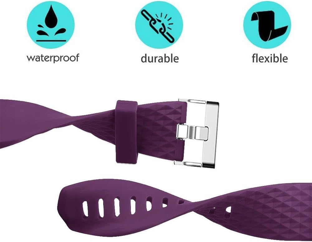 POY Replacement Bands Compatible for Fitbit Charge 2, Special Edition Adjustable Sport Wristbands, Large Plum plum Large