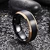 King Will Mens 8MM Black Tungsten Carbide Ring Matte Brushed Wedding Band Rose Gold Plated Beveled Edge 7.5 #1
