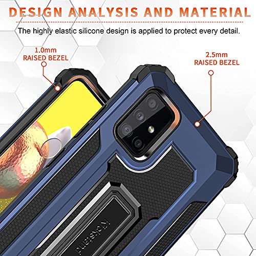 Image of KBV Shockproof Armor Protector Sturdy Metal Kickstand Back Cover for Samsung Galaxy M51 (Blue)