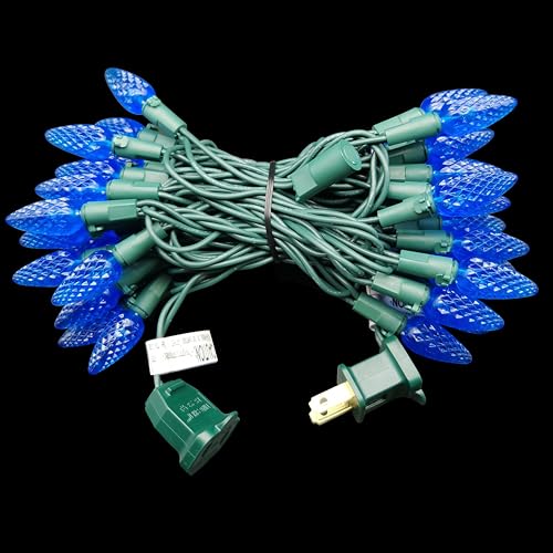 Image of C6 Christmas Lights 50 LED Blue Strawberry 18ft Waterproof String Lights for Outdoor Indoor Garden Yard Home Party Christmas Tree Decorations (Blue)