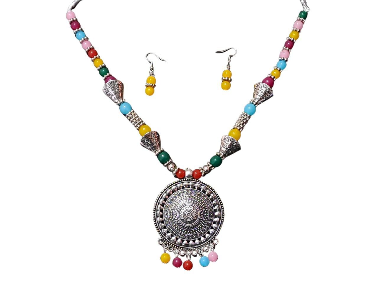 Antique Oxidised Tribal Tibetan Afghani Bohemian Jewelry Necklace with Earrings (B0DDY37G16) Amazon Price History, Amazon Price Tracker