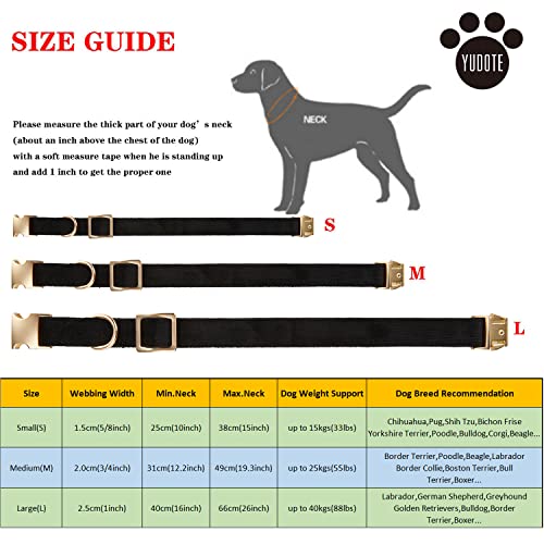 YUDOTE Ultraweiches Hundehalsband natürliche Baumwolle Cord für Mittel Hunde mit empfindlicher Haut,Schwarz