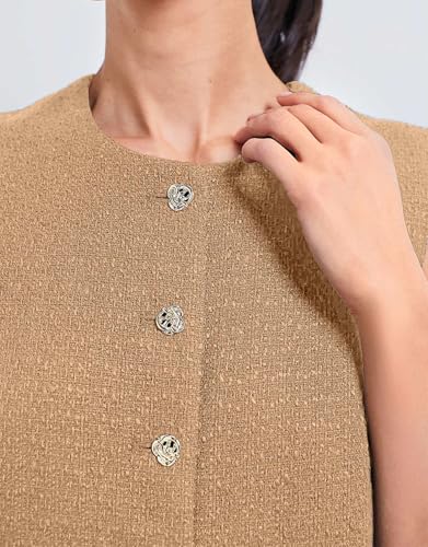 Women Sleeveless Blazer Vest Summer Button Down Round Neck Tweed Suit Vest Business Office Casual Work Waistcoat3