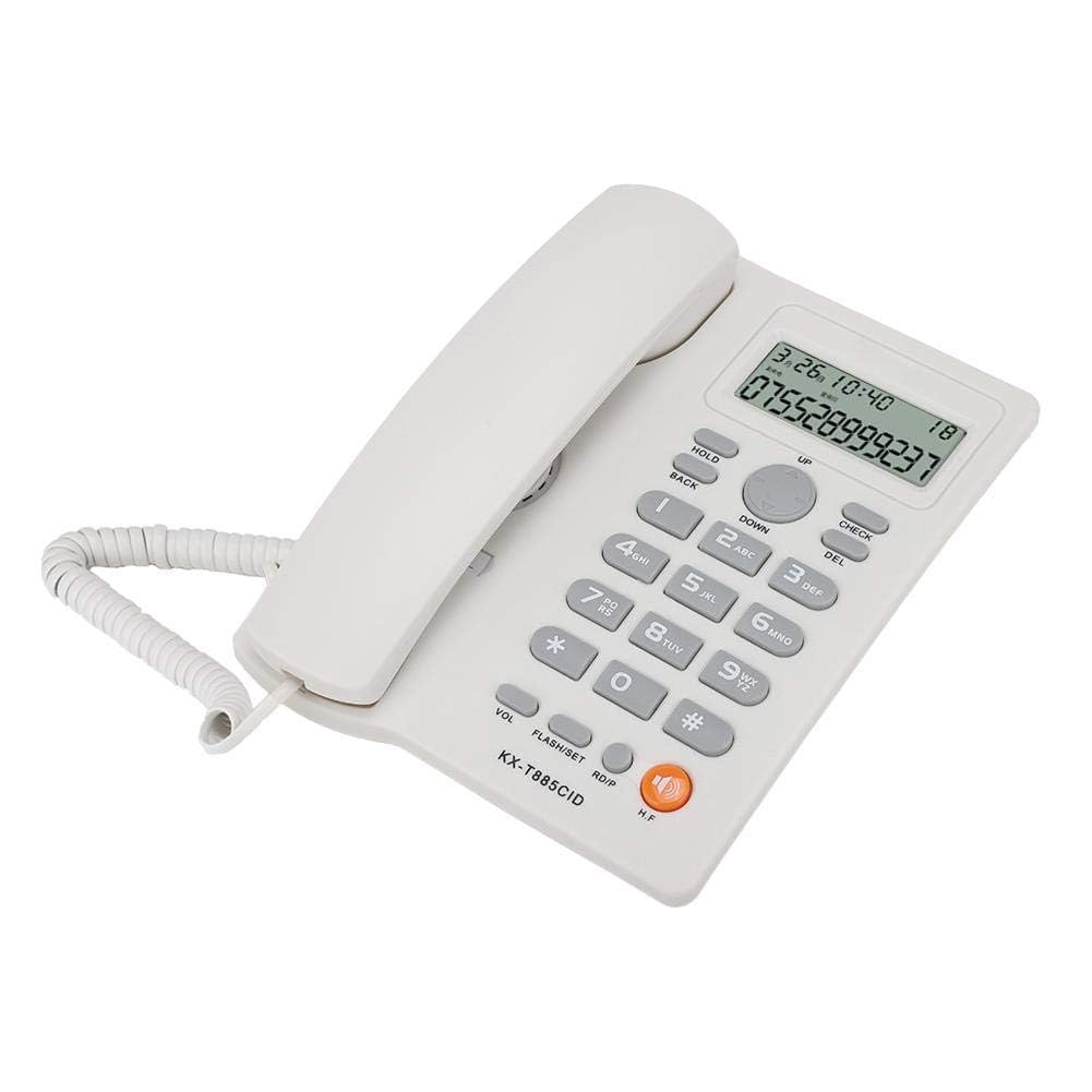 Universelles schnurgebundenes Festnetztelefon, Festnetz-Desktop-Festnetztelefon, Anrufer-ID-Anzeige, Rauschunterdrückung, Freisprechen, geeignet für Zuhause, Hotel und Büro(Weiß)