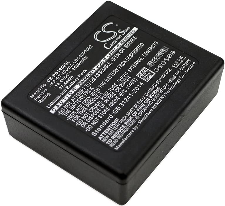 Cameron Sino CS New Replacement Battery for P Touch P 950 NW RuggedJet RJ, PA-BB-001, PA-BB-002, PT-D800W, PT-E800T/TK, (2600mAh) HP25B, LBC4090002, LBD709-001, LBF3250001, PA-BT-4000LI