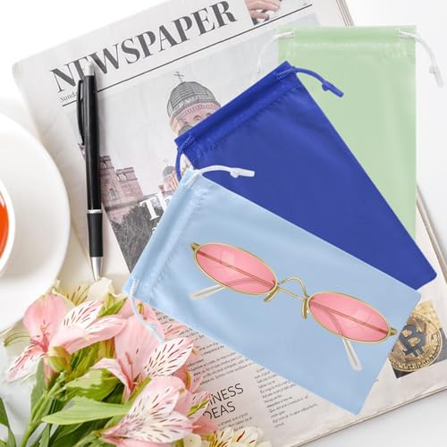 Image of TKYZMS 8-Pcs Eyeglass Pouch Set with 2 Microfiber Cleaning Cloths-Soft Sunglasses Case,Travel Glasses Case,Sunglass Sleeve,Storage Bag for Eyeglasses,Sunglasses,Watch,Jewelry & Smartphone