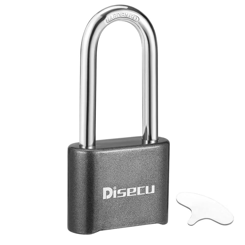 1 Pack disecu Heavy Duty 4 Digit Combination Lock, Anti-Error Feature, 2.5 Inch Long Shackle Outdoor Waterproof Padlock for School Gym Locker, Fence, Gate, Toolbox (Gun Black)