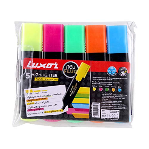 Image of Luxor Graphic Micro Pen Assorted Bopp Pouch (pack of 10 pen) 1852 Chisel Point Highlighter - Assorted Colors - Set of 5