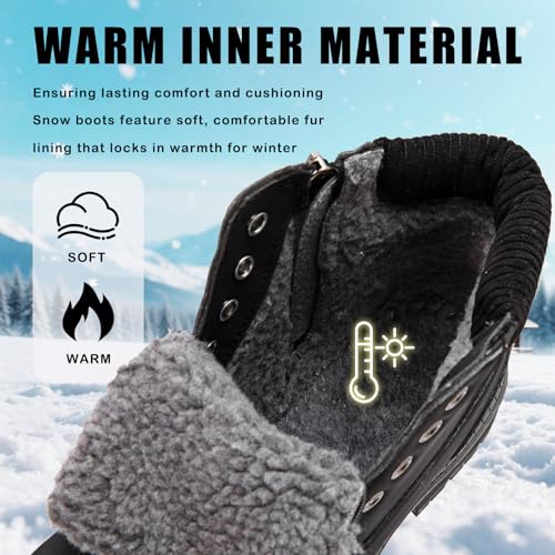 VTASQ Winterstiefel Damen Gefüttert Winterschuhe Wasserdicht Warme Winter Boots Outdoor Wanderschuhe Rutschfest Frauen Schneestiefel Kurzschaft Stiefel Schwarz EU39