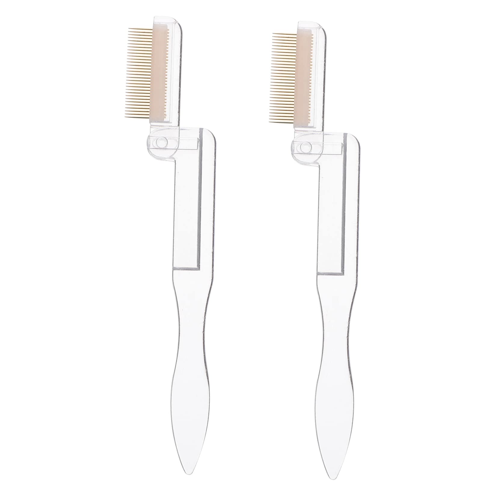 Healeved 2pcs Women Makeup Eyebrow Brush and Comb Set Folding Eyelash Comb for Home Salon