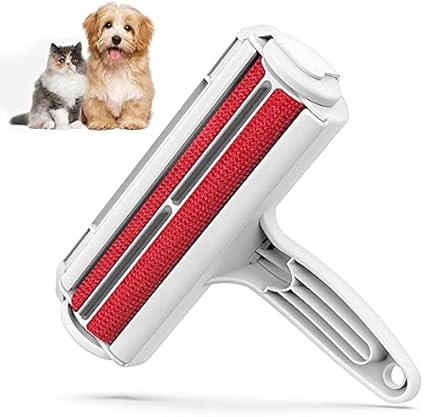 Epsilon Pet Hair Remover Roller - Dog & Cat Fur Remover with Self-Cleaning Base - Efficient Animal Hair Removal Tool - Perfect for Furniture, Couch, Carpet, Car Seat, Red (PHR)