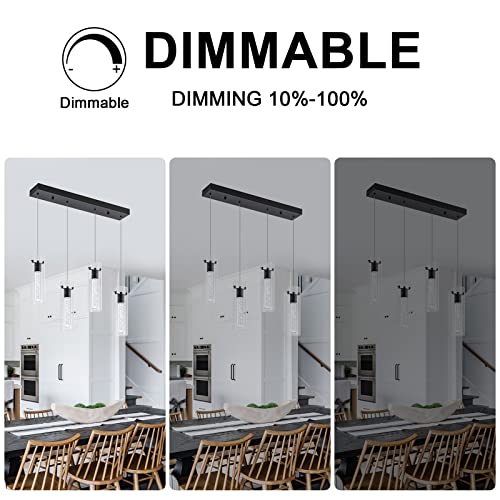 Image of Pendant Light fixtures,Integrated 4-Light Pendant Lights Black Finish