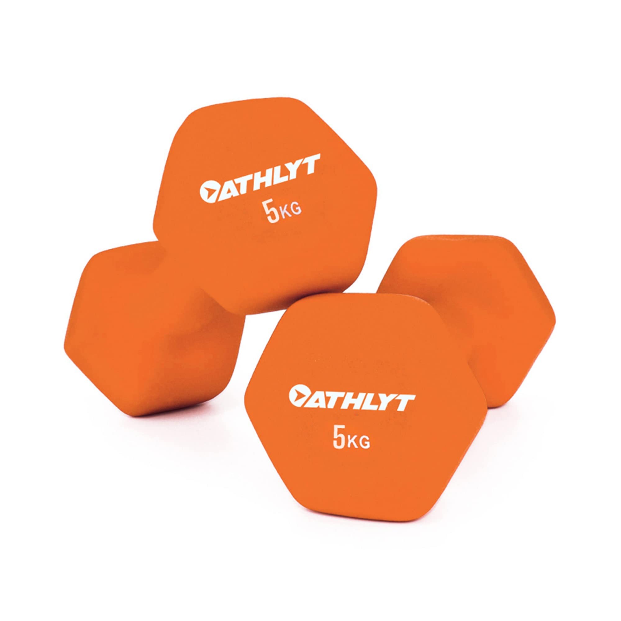 Athlyt Neoprene Dumbbell Set, 2 x 5kg, Orange
