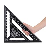 Jajadeal 12" Zespół aluminiowy trójkąt kątomierz linijka kątomierz dla stolarza czarnego stolarza (system metryczny)