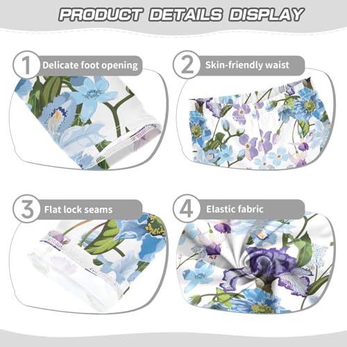 Girls' Leggings Summer Spring Plant Floral Ankle Length Printed Leggings Comfort Pants for Kids 4-10 Years4