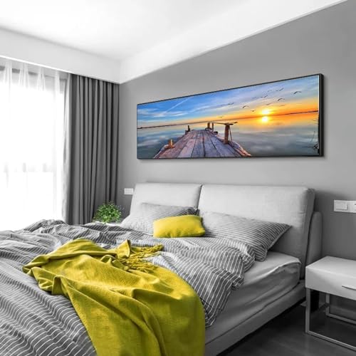 Toile peinture photos decoratives mouette coucher de soleil 165cm