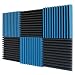 6 Pack- Ice Blue/Charcoal Acoustic Panels Studio Foam Wedges 2" X 12" X 12"
