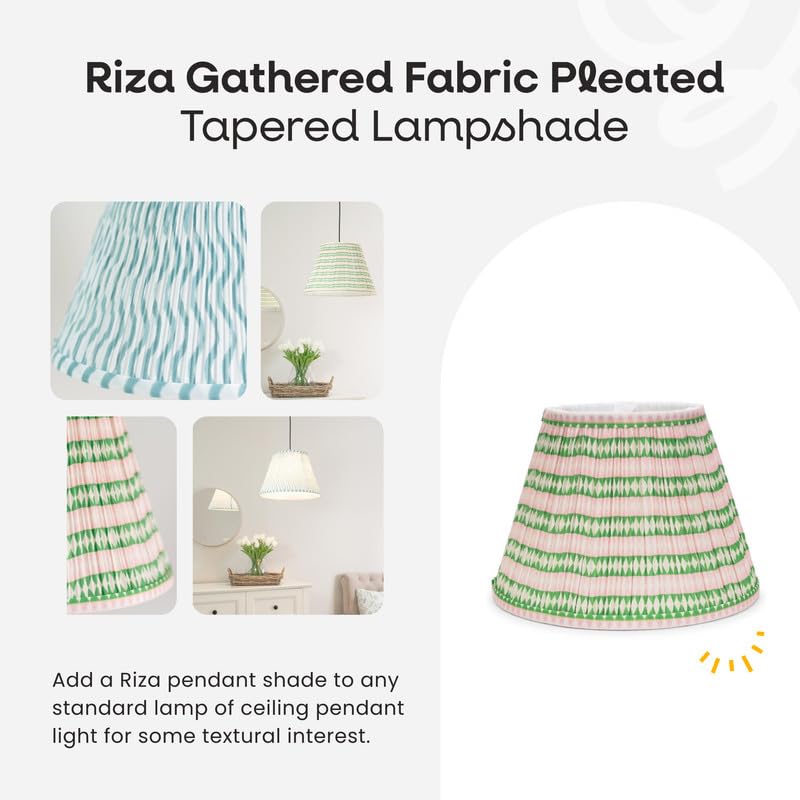 ValueLights | Large Pink Aztec Gathered Fabric Pleated Tapered Lampshade | Lamp Shades, Home Décor & Improvement Essential | Includes Bulb | 41cm Shade Width - Image 3