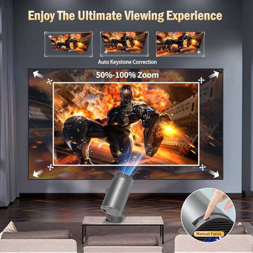 Vidéoprojecteur 4K, Mini Projecteur avec WiFi 6 BT5.4, 270° Rotation, Correction Trapézoïdale, Base de Son, Compatibile avec HDMI/USB/PS5, Retroprojecteur Portable pour Chambre, Maison et Extérieur – Image 5