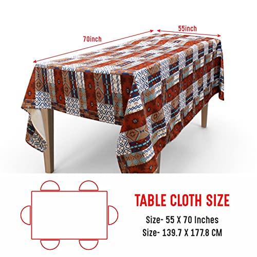 Image of AAZEEM Printed Tablecloth Soft Feel Table Cover 4-6 Seater,Table Cover,Dining Table Cover, Table Linen,Dining Table Chair Cover,Dining Table Cover 6 Seater(Rectangle /Oblong, 55 x 70 Inch, Multicolor)
