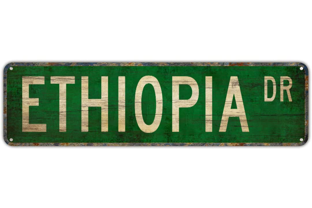 ETHIOPIA DR Vintage Tin Signs Art Plaque Aluminum for Bedroom Kitchen Garden Wall Bar Club Coffee Hanging Home Decor 4x16 Inch