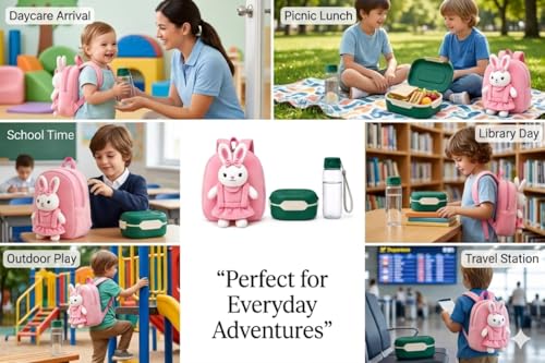 Image of Cartoon Plush Kids School Bag 2-6 Years | Soft Toy Backpack for Boys & Girls | Toddler Nursery Preschool Bag | Lightweight Adjustable Straps