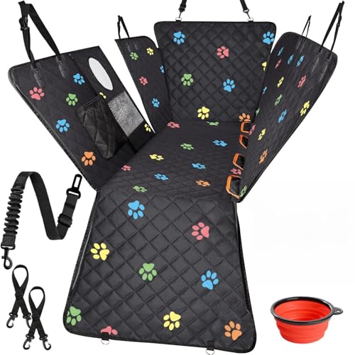Dog Car Seat Cover for Back Seat 100% Waterproof Durable 600D 6-Layer Scratchproof Nonslip Pet with Mesh Window for Dog Hammock for Car Trucks and SUV