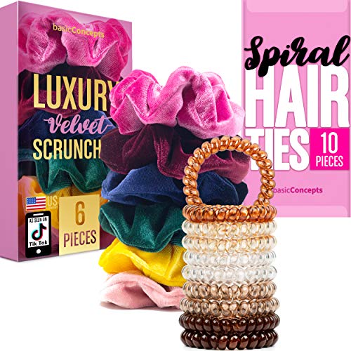 Spiral Hair Ties (10 Pieces), Coil Hair Ties for Thick Hair, Ponytail Holder Hair Ties for Women (Assorted Colors), No Crease Hair Ties, Phone Cord Hair Ties for all Hair Types with Plastic Spiral
