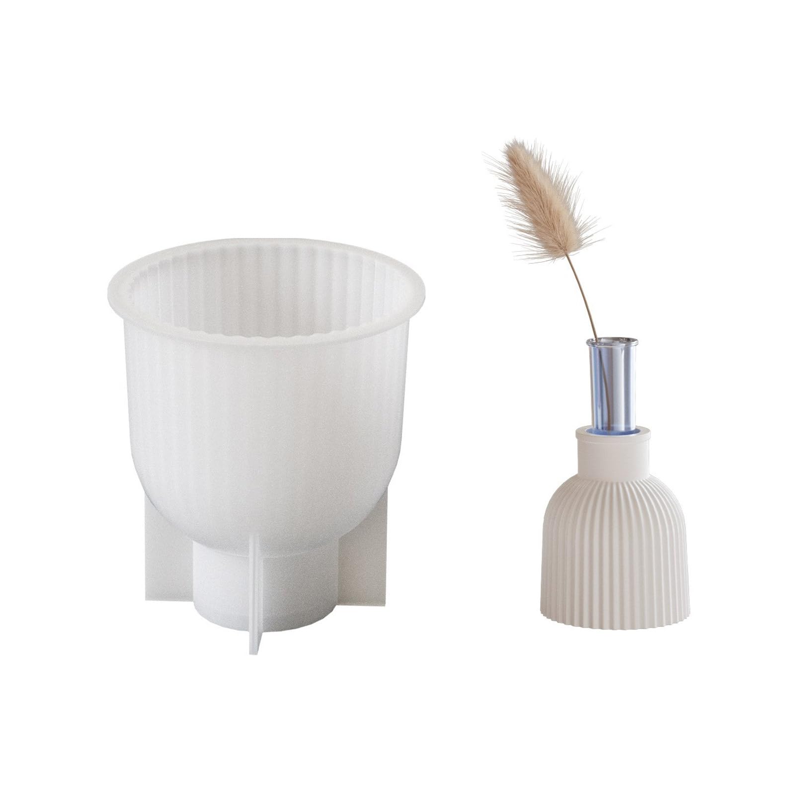 NEWFT Delicate Striped Vase Silicone Mold Home and Decors Plant Vase Hydroponics Plant Tube Present for Enthusiast