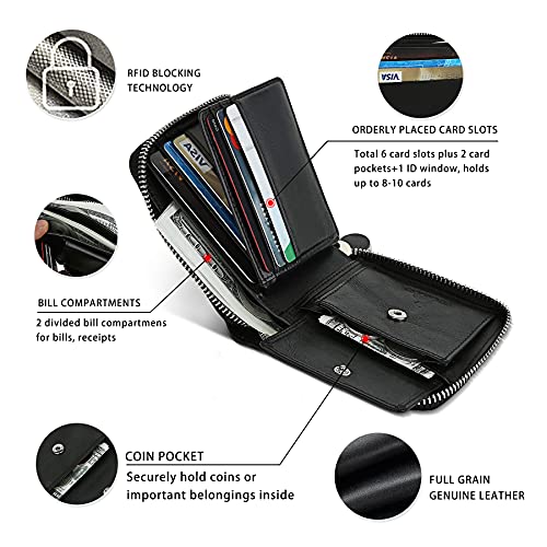 Slim Zipper Wallets For Men RFID Leather Mens Bifold Creidt Card Holder Zip Around Wallet With Coin Pocket - Image 4