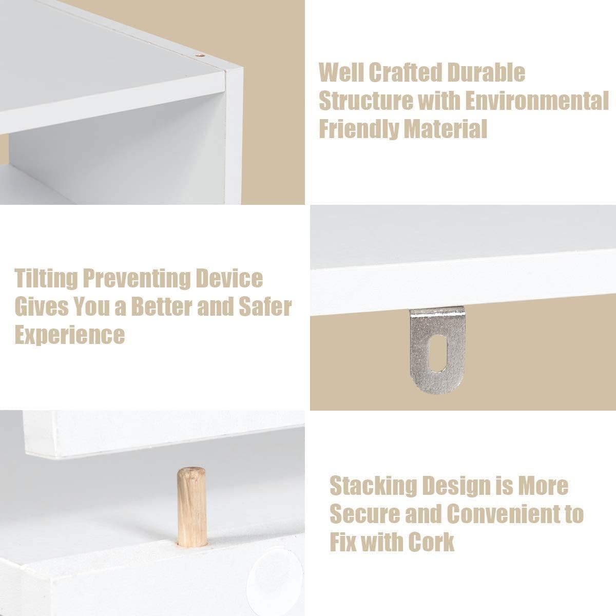 LDAILY LUARANE 3 in 1 Shoe Rack, 5 Tier Wooden Shoe Rack Shape-Adjustable Shoe Rack, Suitable for Entrance Hallway Living Room Bathroom