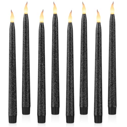 Rhytsing 8 Flammenlose LED Schwarz Spitzkerzen mit Timerfunktion, Led...