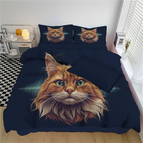 Funda Nórdica Cama 135/150 Estampados con Temática Gatos Funda Nordica 220 X 240 Cm, Arte Vectorial Juego De Cama con Fundas Nórdica Microfibra Suave con Cremallera Y 2 Fundas De Almohada 50X75 Cm