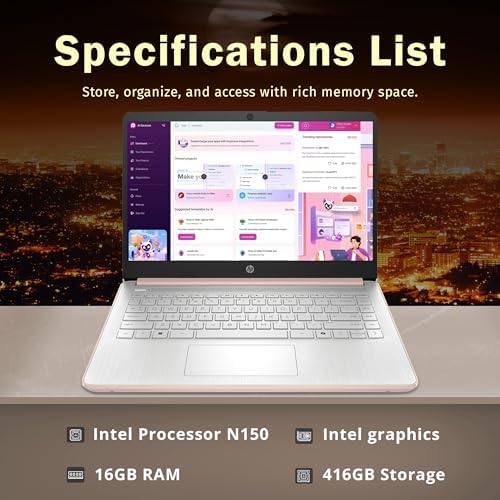 HP Stream 14" HD BrightView Laptop, Intel Celeron N4120, 16GB RAM, 416GB Storage (128GB eMMC + 288GB Docking Station Set), Intel UHD Graphics, 720p Camera, Wi-Fi, 1 Year Office 365, Win 11S, Gold - 2