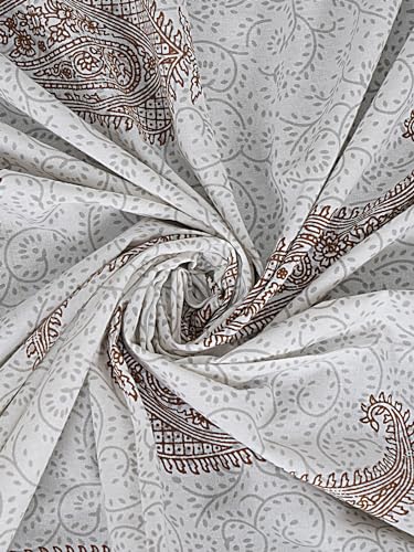 Image of LIVING ROOTS Jaipuri Hand Block Print Queen Cotton Bedsheet 86 * 96 Inches (7.1 * 8 Feet) with 2 Pillow Cover | 140 TC | Rich Fast Colour with No Colour Bleeding (205-A)