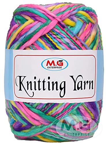 Image of M.G ENTERPRISE Knitting Yarn Thick Chunky Wool, Sumo Rainbow 200 GMS Best Used with Knitting Needles-AB Art-HAG