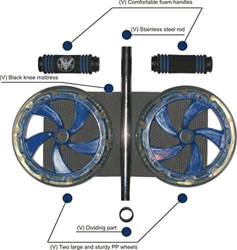V-Act Sports PRO ABS Workout Roller Wheel Exercise Equipment w/Knee Mattress - Sturdy and Well Made - Blue - PP - Fit for All Surfaces and Extremely Light - Home Fitness Guru V-Act Sports PRO ABS Workout Roller Wheel Exercise Equipment w/Knee Mattress - Sturdy and Well Made - Blue - PP - Fit for All Surfaces and Extremely Light - Image 8