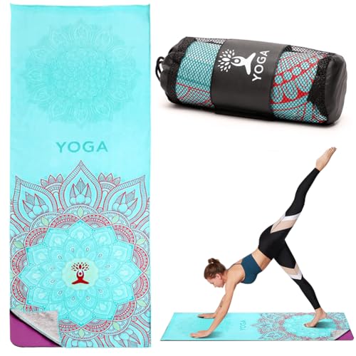 RANJIMA - Serviette de tapis de yoga, tapis antidérapant de yoga, coussin de tapis de yoga, couverture de tapis ou accessoire de fitness, absorbant, séchage rapide