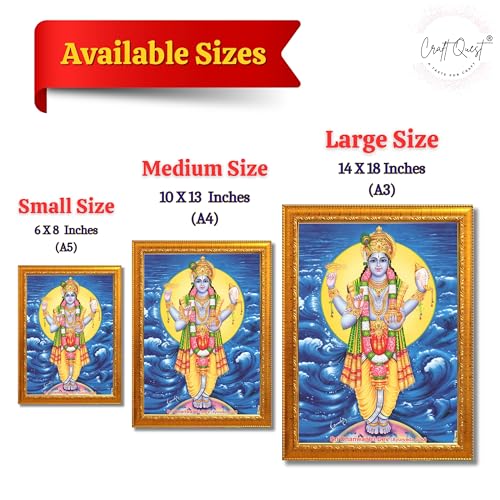 Image of CRAFT QUEST Dhanvantari /Dhanvantri God of Health and Medicine /Ayurveda Photo Frame (7 X 6 Inches, Golden)
