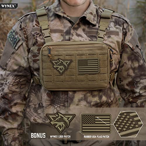 Wynex Tactical Chest Rig Bag Of Laser Cut Design, Molle Chest Pouch Utility Recon Kit Bag Tactical Combat Chest Pack Airsoft Front Chest Pouch Include Patch #TOP4