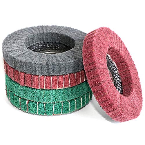 5Pcs 4.5" x 7/8" Nylon Fiber Buffing Wheel Scouring pad Flap Polishing